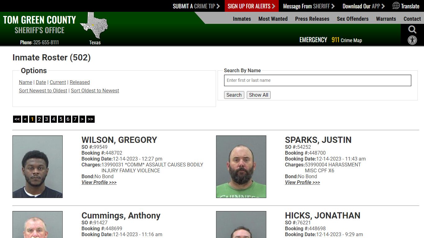 Inmate Roster (500) - Tom Green County Sheriff