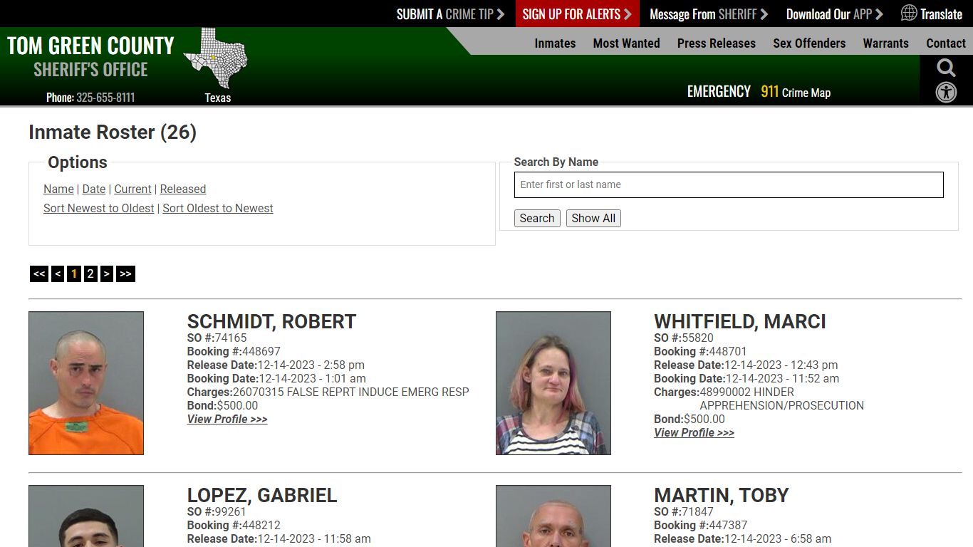 Inmate Roster (32) - Tom Green County Sheriff
